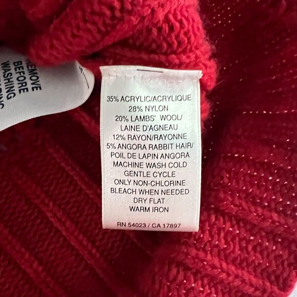 Old Navy Womens S Sweater Wool Angora Shawl Collar Lace Red Cottagecore Regency - Picture 5 of 12